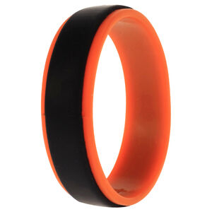 Silicone Wedding Step Ring - Orange-Black by ROQ for Men - 14 mm Ring
